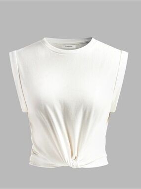 Commense Cream Twist-Front Sleeveless Tank